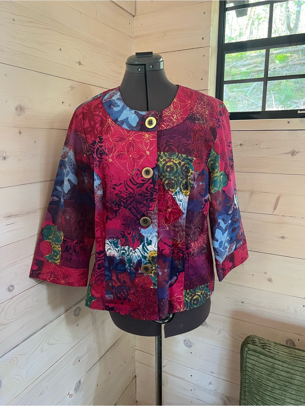 Coldwater Creek Pink Green Blue Floral Button up Jacket